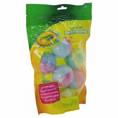 Crayola Colorful Scented Bath Bombs for Kids, Color You Bath Non-Toxic Bathbomb Fizzies for Boys Girls Holiday Stocking Stuffer, Grape Jam, Laser Lemon, Cotton Candy, & Bubble Gum Scents