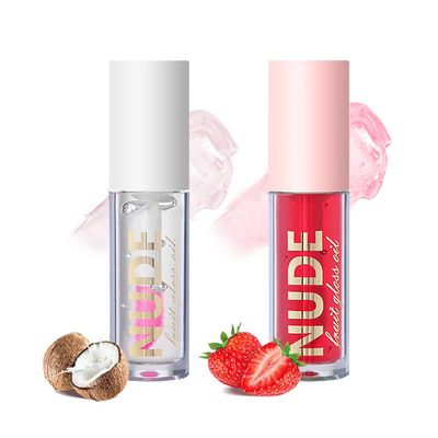 NVLEPTAP 2PCS Moisturizing Lip Gloss Lip Glow Oil Color Changing Lip Oil Hydrating Plumping Lipgloss Clear Lip Balm Lip Gloss Oil Tinted for Lip Care and Dry Lips - 01Coconut &amp; 02Strawberry