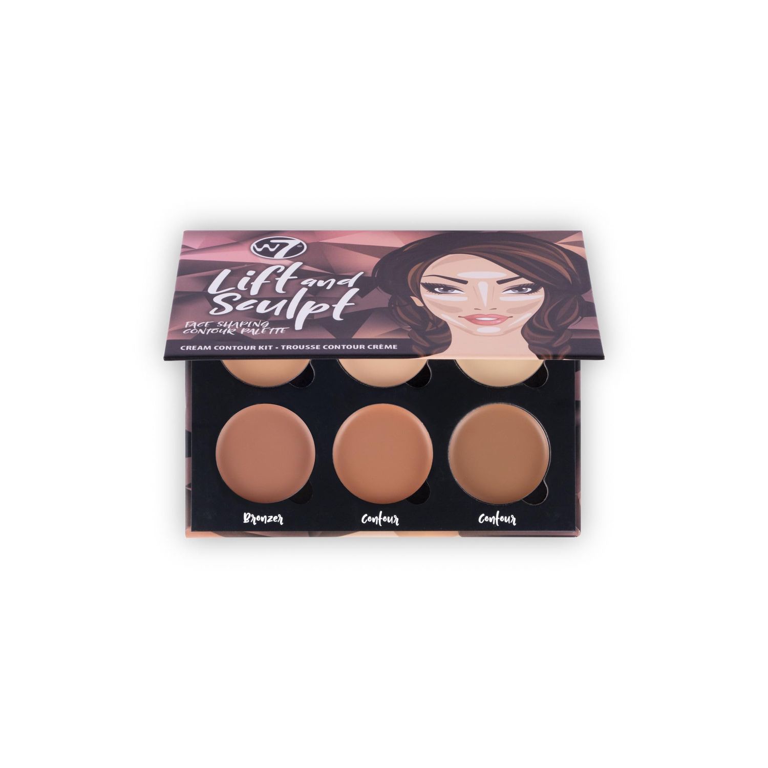 W7 Lift &amp; Sculpt Cream Contour Kit - Concealing, Highlighting &amp; Contouring Makeup Palette - Step-by-Step Instructions Included