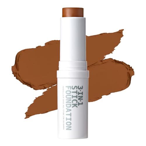 Ruby Kisses Natural Full Coverage 3-In-1 Stick Foundation. Easy to Apply, Hydrating, Lightweight, Long Lasting, Concealer and Contour Stick for Face Makeup (Caramel)