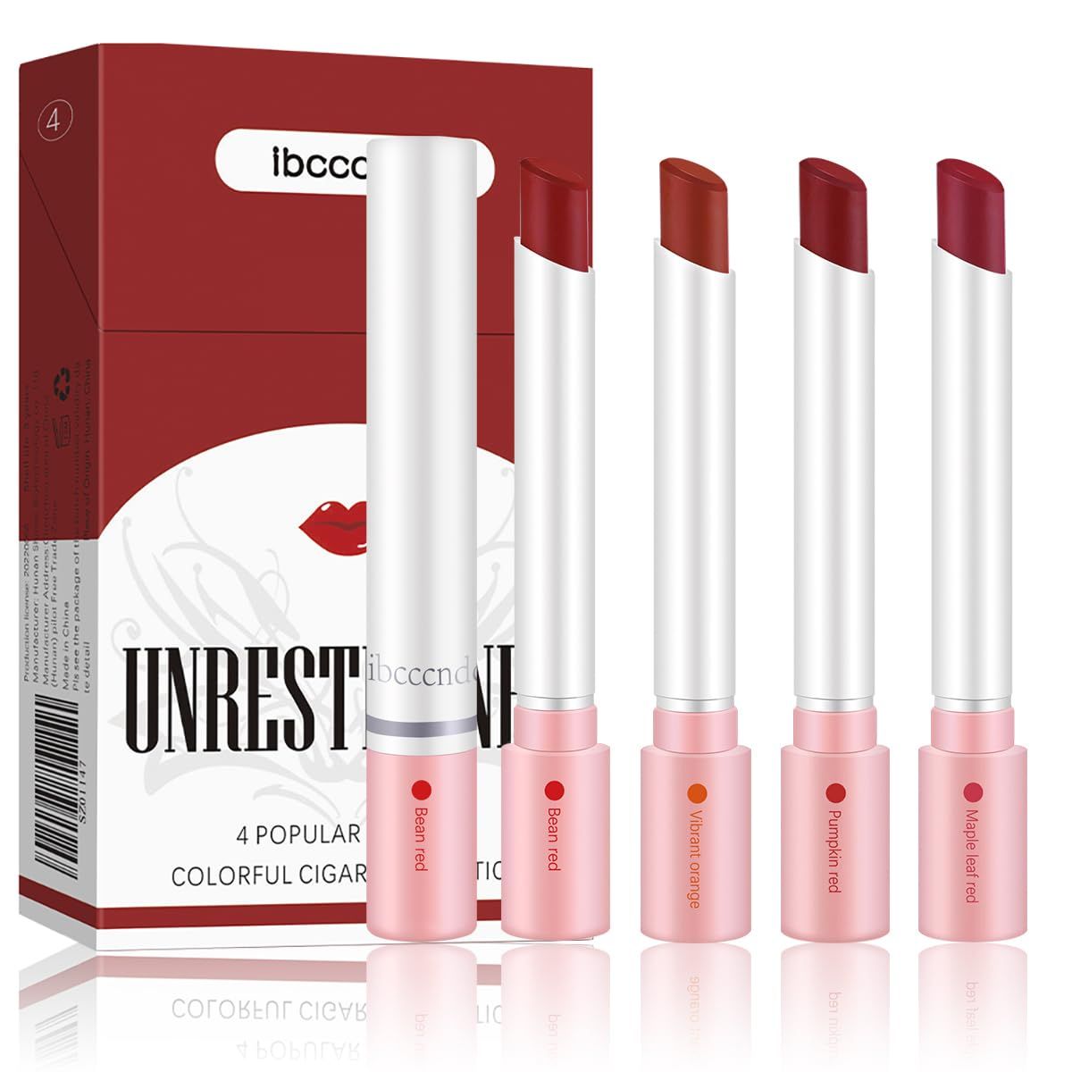 FYEBOO 4 Colors Tube Lipstick, Little Lipstick Set, Labiales Mate Velvet Lipstick Moisturizer &amp; Smooth, Red Lip Stain Long Lasting 24 Hours Waterproof Lip Tinet