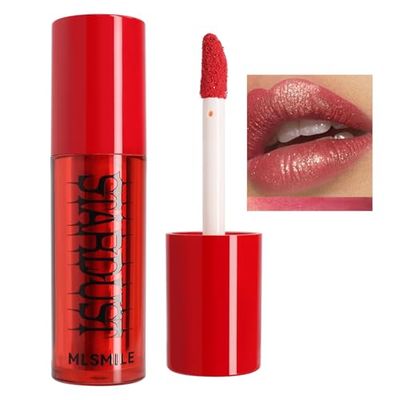 MIESCHER Shimmer Lip Powder Lipstick, Dark Pink Lip Gloss for Women, Innovative Melting Lip Powder High Pigment Color, Fashionable Gothic Style - Ideal for Halloween Cosplay Goth Makeup, 03