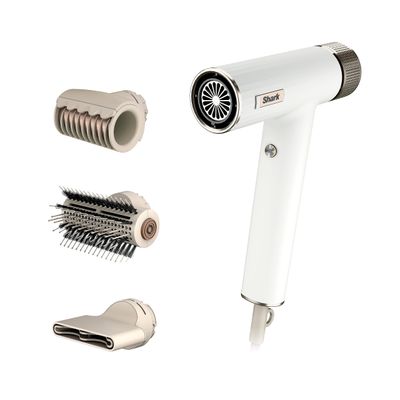 Shark Hair Dryer SpeedStyle RapidGloss Finisher and High-Velocity Dryer, Ionic Hair Blow Dryer with IQ Speed Styling and Drying Suite, No Heat Damage, Best for Straight and Wavy Hair, Silk, HD331