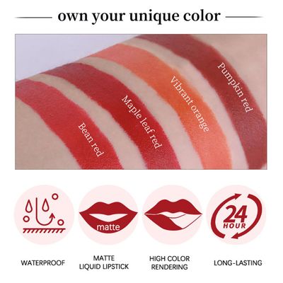 FYEBOO 4 Colors Tube Lipstick, Little Lipstick Set, Labiales Mate Velvet Lipstick Moisturizer & Smooth, Red Lip Stain Long Lasting 24 Hours Waterproof Lip Tinet