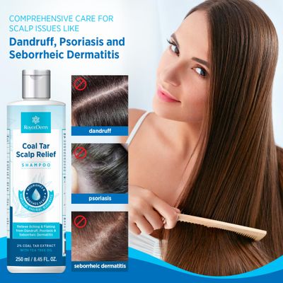 Roycederm Medicated Psoriasis Shampoo 2% Coal Tar Extract Gel for Scalp Relief - Targets Folliculitis, Seborrheic Dermatitis with Hydrating &amp; Natural Fragrance