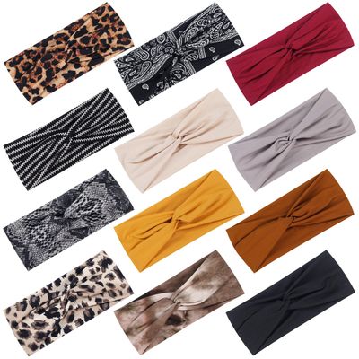 Tyfthui 12 Pack Headbands for Women, Fashionable Sports Hairbands, Elastic Wide Headbands Non Slip Workout Yoga Sport Headbands for Women (Color A)