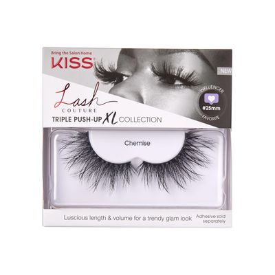 KISS Lash Couture Triple Push Up XL Collection False Eyelashes, 3D Volume in Extra Long Length with Triple Design Technology, Cruelty-Free and Reusable, Style &#39;Chemise&#39;, 1 Pair Fake Eyelashes