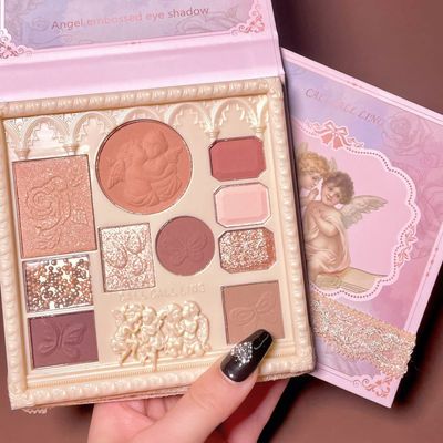 Embossed Eyeshadow 10 Colors Eyeshadow Palette Makeup Blush Highlighter All In One Disc Matte&amp;Glitter Eyeshadow Makeup High Pigmented Shades Naturing-Looking Multifunctional Eyeshadow Palette