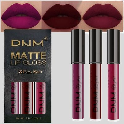 evpct DNM 3Pcs Dark Red Purple Plum Matte Liquid Lipstick Lip Stain Sets for Women MatteLipstick Dark Maroon Long Lasting Permanent Lipstick 24 hr Hours Magic Lipstick 24 Hours original Waterproof