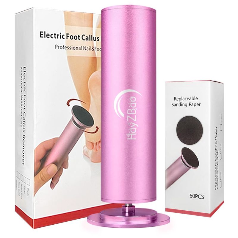HayZBao Electric Foot File - Callus Remover for Feet,Adjustable Speed Foot File with 60 Pcs Sandpaper Discs,Professional Pedicure Tool for Dead Skin and Calluses - Matte Purple