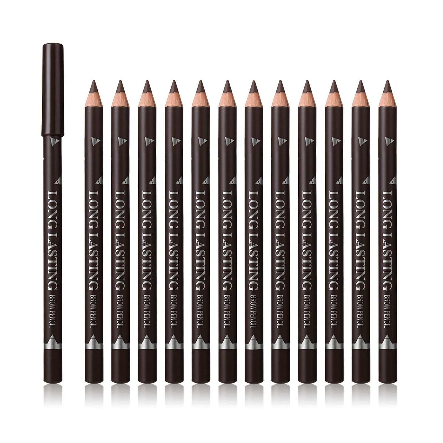 SUMEITANG 12 Pcs Dark Brown Eyebrow Pencil Eyeliner MakeupSoft TexturedEasy to ColorWaterproofLong Lasting Eyebrow Tint Pen for Fills in Sparse Areas and Gaps Create a Natural Eye Brow