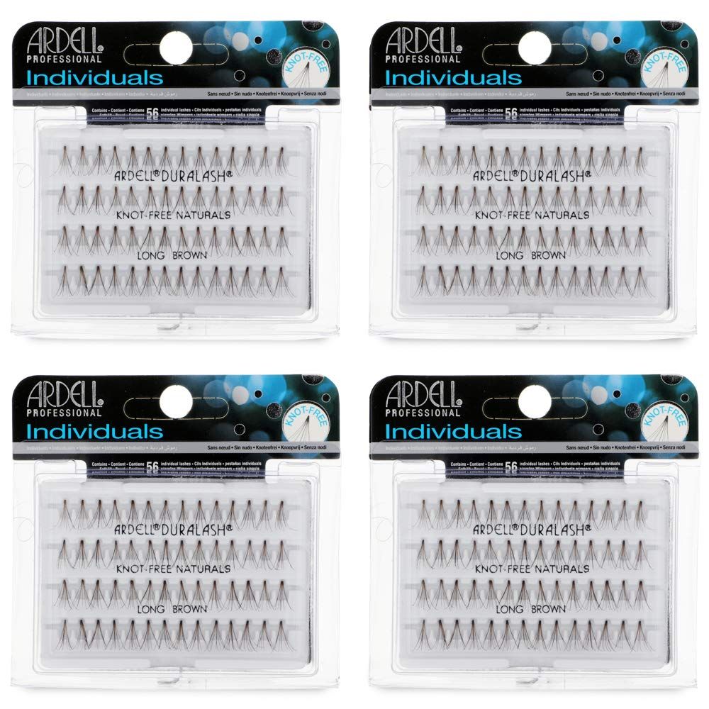 Ardell Individual False Eye Lashes - Long, Brown, Natural Look DIY Lash Clusters, Easy Application for Eyelash Extension Effect, 4-Pack