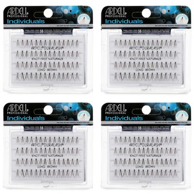 Ardell Individual False Eye Lashes - Long, Brown, Natural Look DIY Lash Clusters, Easy Application for Eyelash Extension Effect, 4-Pack