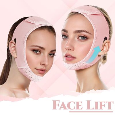 V Line Lifting Mask Chin strap for sleeping, V Line Lifting Mask for Women,Jaw ExerciserMedium,Pink