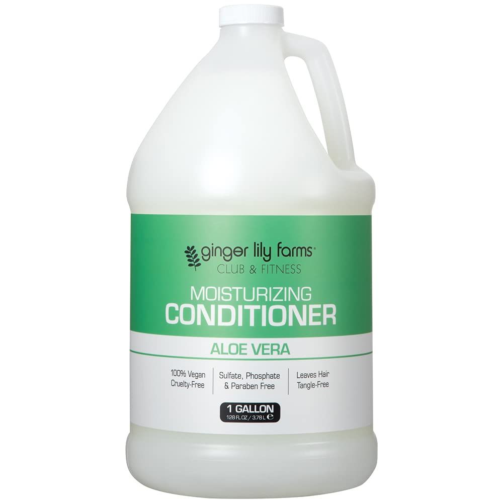 Ginger Lily Farms Club &amp; Fitness Moisturizing Conditioner for Dry Hair, 100% Vegan &amp; Cruelty-Free, Aloe Vera Scent, 1 Gallon (128 fl oz) Refill, white
