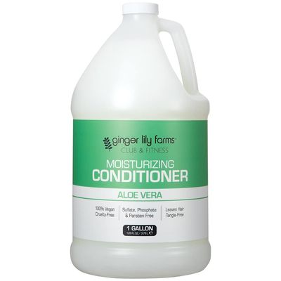 Ginger Lily Farms Club &amp; Fitness Moisturizing Conditioner for Dry Hair, 100% Vegan &amp; Cruelty-Free, Aloe Vera Scent, 1 Gallon (128 fl oz) Refill, white
