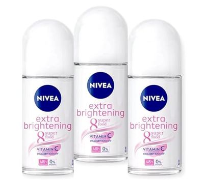 Nivea Deodorant Whitening Extra Care 48h Roll-on 50 Ml. (Pack of 3)