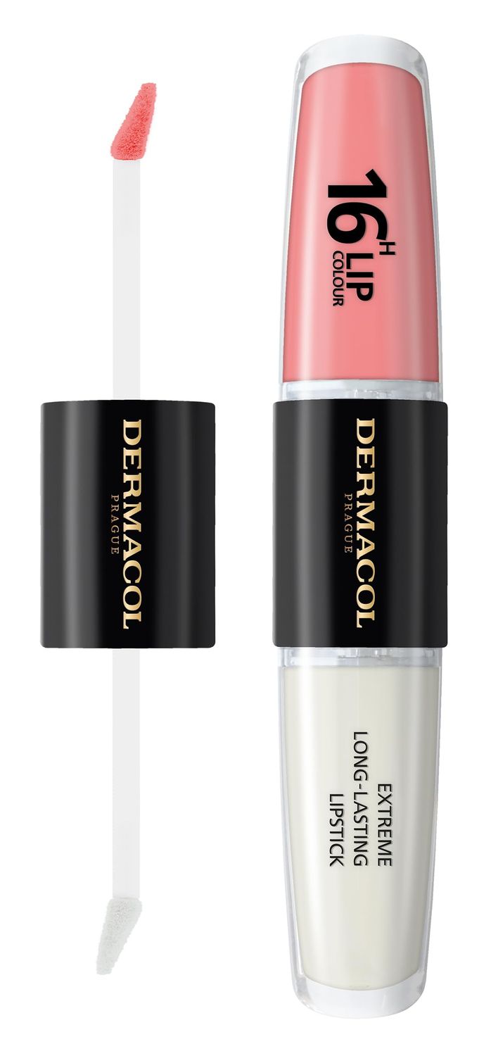 Dermacol NEW 16-Hour Lip Colour, Highly Pigmented Glossy Lip Stain, Two-Phase Lip Plumper Gloss, Kissproof Lip Makeup Products with Matte and Glitter Finish, n.1, Bella Aura