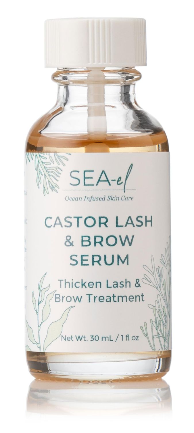 Sea El Castor Lash &amp; Brow Serum Organic Castor Oil Rosemary Oil &amp; Black Seed Oil Hair Conditioner - Eyelashes &amp; Eyebrow Thickening &amp; Growth Essentials for Women &amp; Men - 1 fl oz Bottle