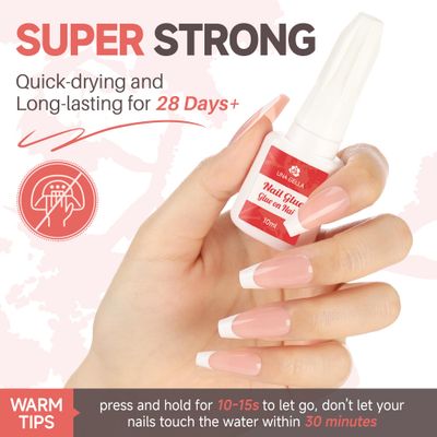 UNA GELLA Super Strong Nail Glue for Nail Tips Acrylic Nails Press On Nails Nail Bond Brush On Long Lasting Nail Glue for Broken Nails Repair Fake Nails Tips Nail Adhesive Bond 10ml0.33oz
