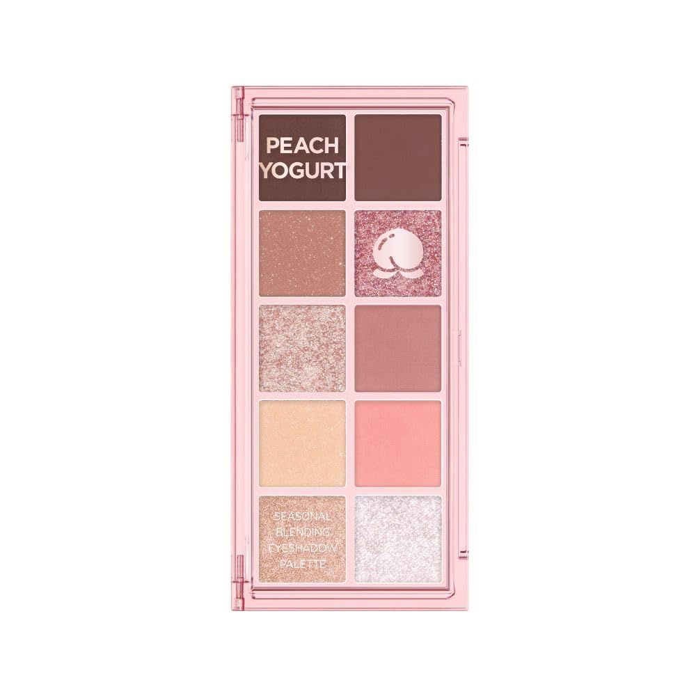 Peach C K Beauty Seasonal Blending Eyeshadow Palette | 10 Pink Peach Shades of Glitter, Shimmer &amp; Matte Eye Shadow Palette Makeup (Peach Yogurt)