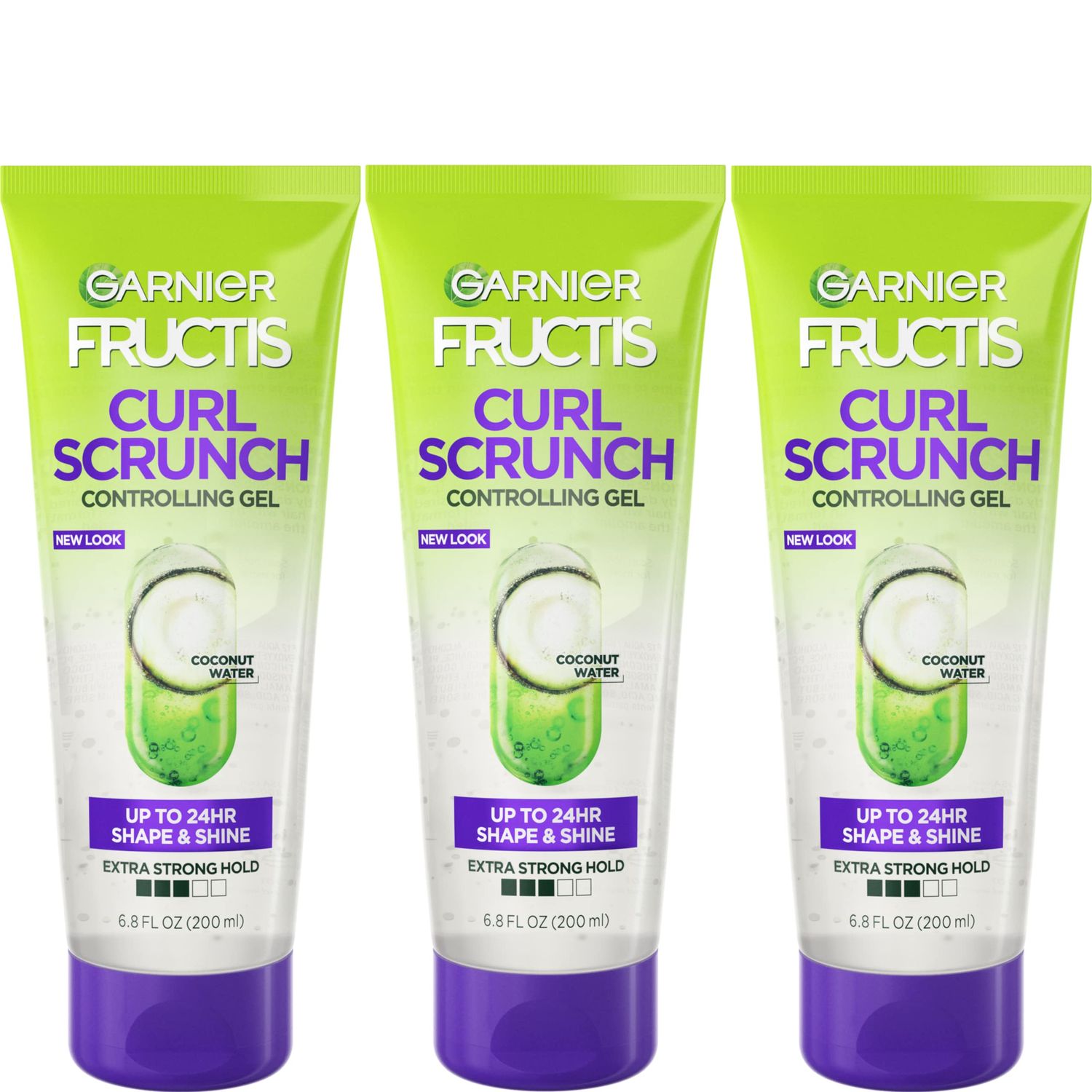 Garnier Fructis Style Curl Scrunch Controlling Gel for Shape &amp; Shine, 6.8 Fl Oz, 3 Count (Packaging May Vary)