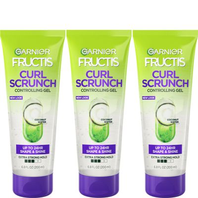 Garnier Fructis Style Curl Scrunch Controlling Gel for Shape &amp; Shine, 6.8 Fl Oz, 3 Count (Packaging May Vary)