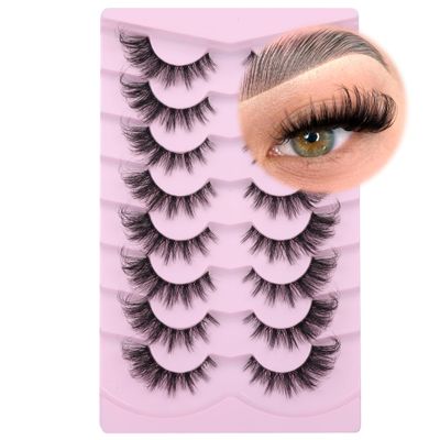 Lashes Wispy False Eyelashes Fox Eye Lashes Fake Lashes Fluffy Cat Eye Lashes Faux Mink Strip Lashes Natural Look Clear Band Eyelashes Pack by GVEFETIEE 8 Pairs
