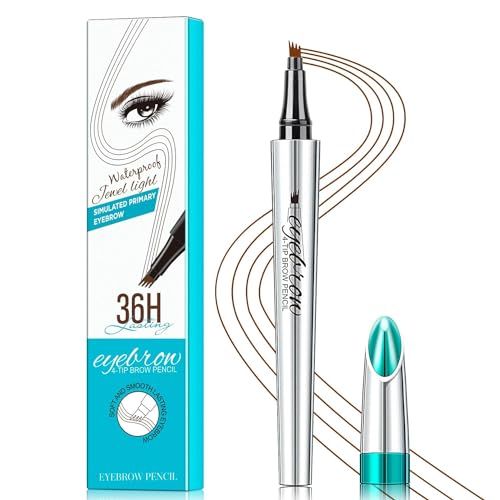 3D Eyebrow Pencil Microblading Eyebrow Pen-Eyebrow Pen Micro 4 Tip Brow Pen Lift &amp; Snatch Eyebrow Eye Makeup Long-Lasting Waterproof &amp; Smudge-proof Natural Eyebrow Hair (Reddish Brown)