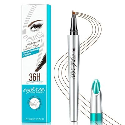 3D Eyebrow Pencil Microblading Eyebrow Pen-Eyebrow Pen Micro 4 Tip Brow Pen Lift &amp; Snatch Eyebrow Eye Makeup Long-Lasting Waterproof &amp; Smudge-proof Natural Eyebrow Hair (Reddish Brown)