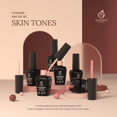 beetles Gel Polish Nail Set 6 Colors Skin Tones Collection Nude Brown Gel Nail Polish Pink Neutral Soak off Uv Led Lamp Needed Manicure Diy Home Gift for Girls