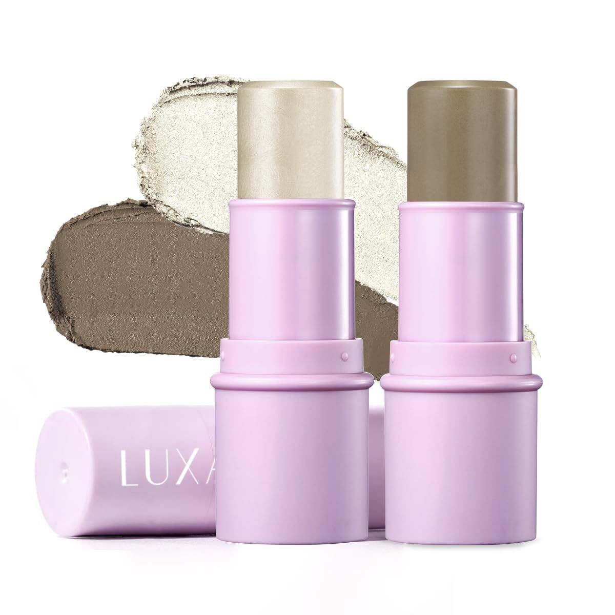 LUXAZA 2Pcs Makeup Stick With Highlighter &amp; Bronzer Moisturizer Illuminator For Face Brightens Hydrates And Contouring Pen Moisture Eyes Lips Cheeks #T Medium