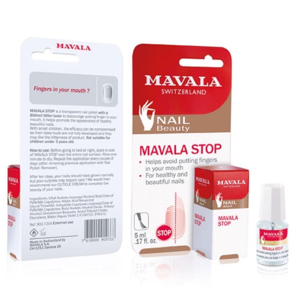 Mavala Stop Deterrent Nail Polish Treatment | Nail Care to Help Stop Putting Fingers In Your Mouth | Bitter Taste| Easy Application | For Ages 3 | 0.17 oz