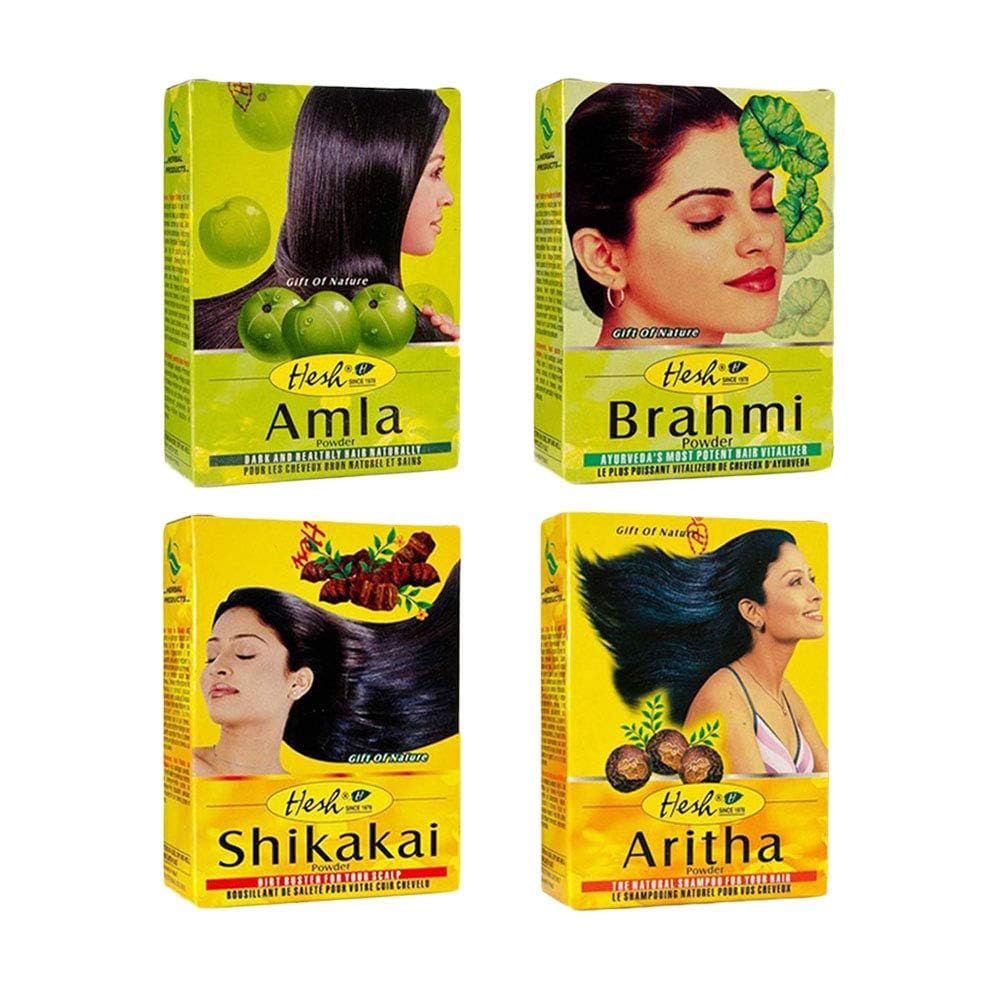 Hesh Herbal Amla, Brahmi, Shikakai &amp; Aritha 100G each - 1 Complete Hair Care Combo Pack 4