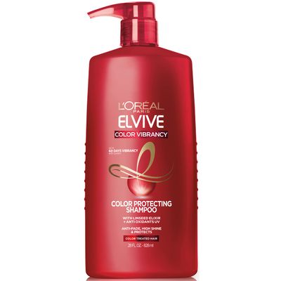 LOral Paris Elvive Color Vibrancy Protecting Shampoo, for Color Treated Hair, Shampoo with Linseed Elixir and Anti-Oxidants, for Anti-Fade, High Shine, and Color Protection, 28 Fl Oz