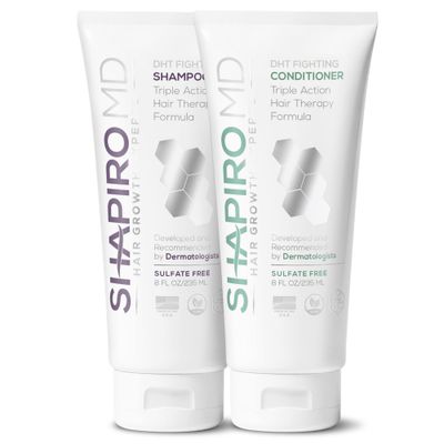 Hair Loss Shampoo and Conditioner | DHT Fighting Vegan Formula for Thinning Hair Developed by Dermatologists | Experience Healthier, Fuller &amp; Thicker Looking Hair - Shapiro MD | 1-Month Supply