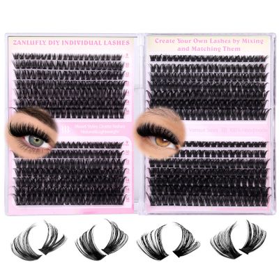 Lash Clusters D Curl Individual Lashes Fluffy Eyelash Clusters Bulk zanlufly Thick Lash Extension 560Pcs Natural DIY Eyelash Extension (9-16MM,60D70D80D100D)