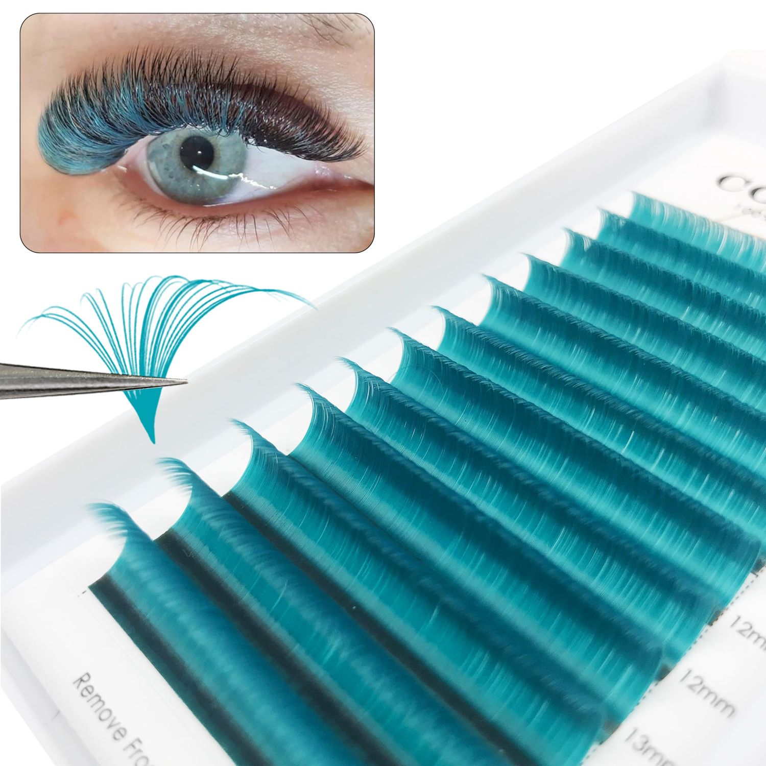Comango 0.030.050.07 Easy Fan Volume Lashes | CDDD curl | Volume Lash Extensions (Green 0.07-D-Mix8-14mm)
