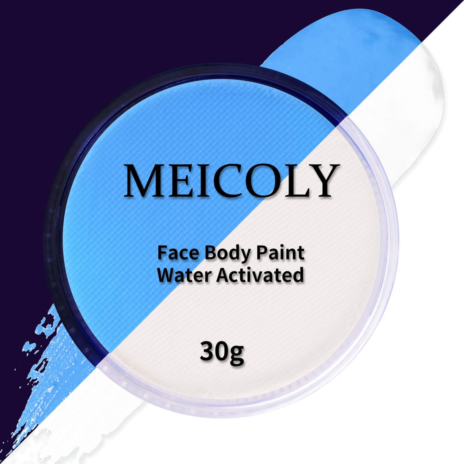 MEICOLY Neon Face Paint,Glow in The Dark Body Paint,Fluorescent Water Activated Face Paint for Adult and Children,Halloween Single Color White Face Paint Water Based Split Cake,1.05oz,WhiteUV Blue