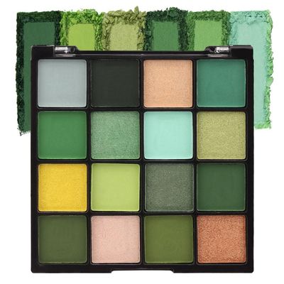 AMY&#39;S DIARY Green Eyeshadow Palette Green Glitter Makeup,Forest Green Yellow 16 Colors Matte Glitter Eyeshadow Long Lasting Colorful Eye Shadow Plattet for Christmas Women Girls