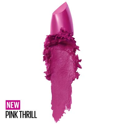 Maybelline Color Sensational Lipstick, Lip Makeup, Cream Finish, Hydrating Lipstick, Nude, Pink, Red, Plum Lip Color, Pink Thrill, 0.15 oz (Packaging May Vary)
