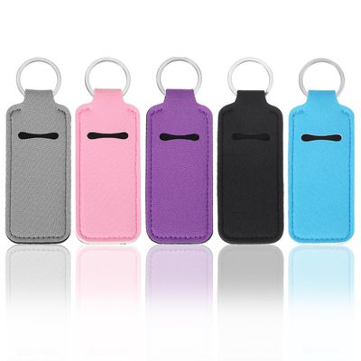 Teaaha 5PCS Chapstick Holder Key Chain Cute Lip Balm Holder Keychain Clip on Chapstick Lipstick and Lip Gloss Keychain Sleeve Holder, Stocking Stuffers for Women(Daisy PinkBluePurpleGreyBlack)