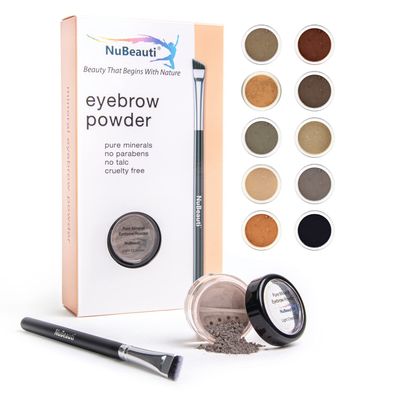 Natural Eyebrow Powder Eyebrow Kit - Mica Brow Powder Eyebrow Makeup Kit with Professional Angled Eyebrow Brush - 10 Natural Shades - No Parabens or Chemicals - Eyebrow Shaper Kit by NuBeauti