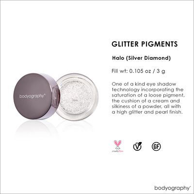Bodyography Glitter Pigment - Halo Silver Diamond for Women - 0.105 oz Eye Shadow