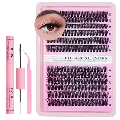 Azenlo Lash Extensions Cluster DIY Lashes 240pcs 40D 60D 8-16mm Eyelash Clusters Individual Lashes Lash Kit Think Band Lash Kit.