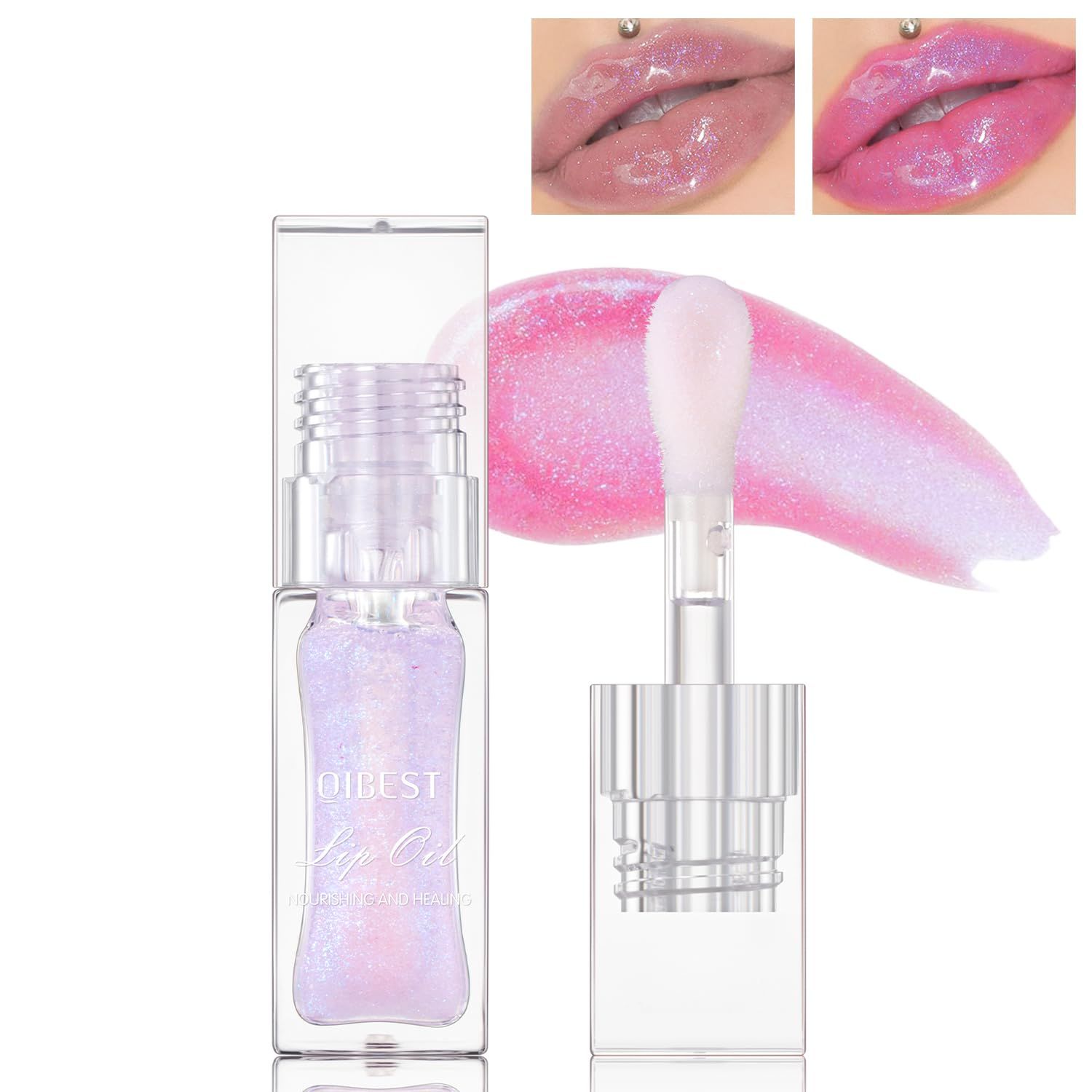 Magic Color Changing Moisturizing Lip Glow Oil, 2024 New Glitter Color Changing Lip Oil, Warm Change Moisturizing Lip Gloss, Non-sticky Long Lasting Nourishing Transparent Lip Care