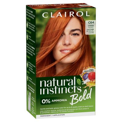 Clairol Natural Instincts Bold Permanent Hair Dye, C64 Copper Sunset Hair Color, Pack of 1