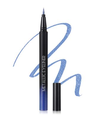 Metallic Shimmer Liquid Eyeliner, Blue Glitter Eyeliner Waterproof Long-Lasting 24H, Sparkling Finish Colored Eyeliner Pen, Ultra-Fine Tip Smooth Application, High Pigmented Smudge-Proof Eye Makeup-09
