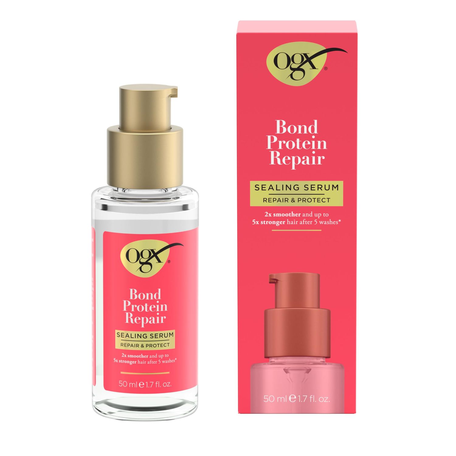 OGX Repair &amp; Protect Bond Protein Repair Sealing Hair Serum, Sealing Hair Serum Helps Revitalize Damaged Hair for Softer, Smoother, &amp; Stronger Hair, 1.7 fl. oz