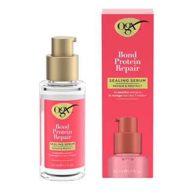 OGX Repair &amp; Protect Bond Protein Repair Sealing Hair Serum, Sealing Hair Serum Helps Revitalize Damaged Hair for Softer, Smoother, &amp; Stronger Hair, 1.7 fl. oz